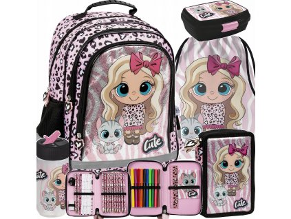 ZESTAW 5w1 CUTE FRIENDS PLECAK DZIEWCZYNKA SZKOLNY