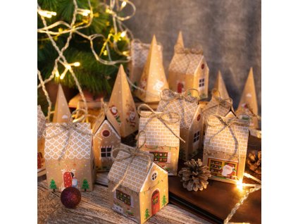Adventný kalendár urob si sám/domčeky/papierové tašky 24 ks VYPR