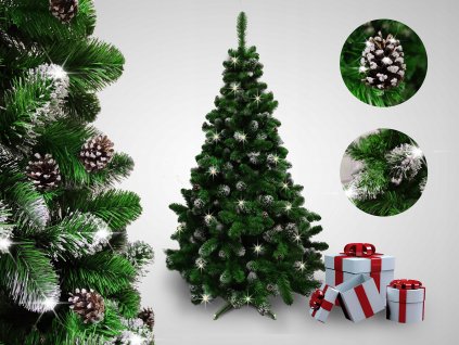 Umelý vianočný stromček so šiškami 220 cm DIAMANTOVÁ borovica