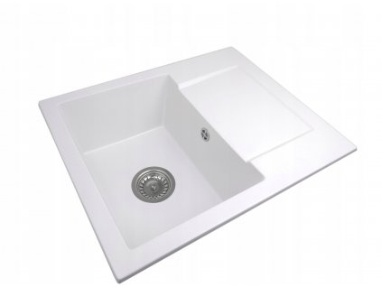 Kuchynský drez s jednou misou z bielej žuly_0