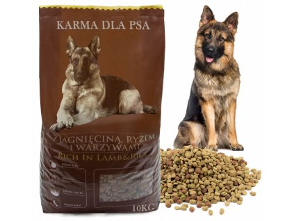 SUCHA KARMA DLA PSA DINGO Z JAGNIECINA RYZEM 10KG