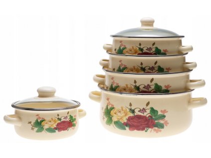 GARNKI EMALIOWANE 10el ZESTAW Garnkow Emalia 295