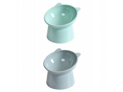 Sada 2 ks vyvýšených misiek pre mačky/psy odtieneMODREJ/ZELENEJ VYPR