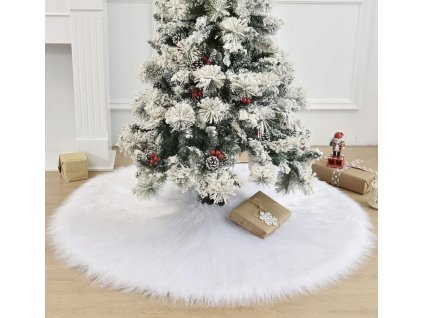 Koberec pod vianočný stromček 120 cm kožušinový BIELY
