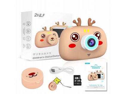 Detský digitálny fotoaparát 2 NLF+32 GB karta HNEDÝ