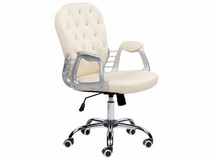 Krzeslo fotel biurowe regulowane bezowe z krysztal