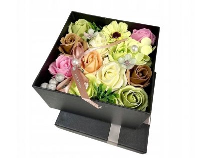 Kwiaty mydlane w pudelku flower box PREZENT Wysokosc 10 cm