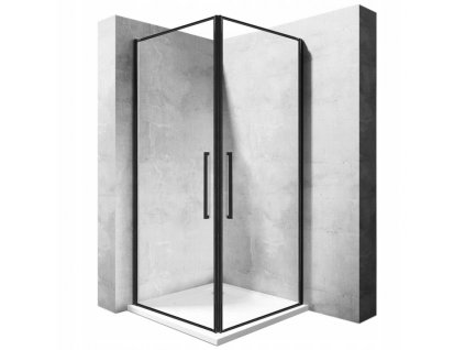 Čierna rohová sprchová kabína Abra 80x80 Rea_0