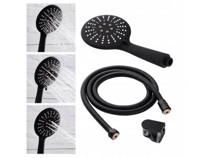 Matná čierna sprchová hlavica s držiakom hadice_0