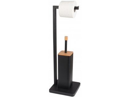 STOJANOVÁ KEFA WC + DRŽIAK PAPIERA ČIERNA MAT_0