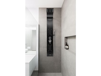 PANEL SPRCHA ZÁSOBNÍK Z NEREZOVEJ OCELE MASÁŽNE TRYSKY ČIERNA_0