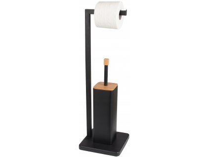 Bambusový stojan na kefy a čierny toaletný papier_0