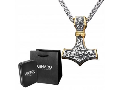 ZLOTO SREBRNA ZAWIESZKA MLOT THORA Z LANCUSZKIEM