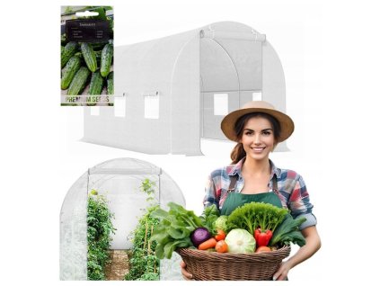 TUNEL FOLIOWY OGRODOWY SZKLARNIA 6m2 FOLIA TF03W 3x2m BIALY
