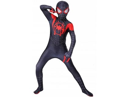 STROJ KOSTIUM PRZEBRANIE SPIDERMAN MILES MORALES BAL KARNAWAL 122 128 CM Plec Chlopcy