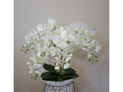 Umelá orchydea v kvetináči biela
