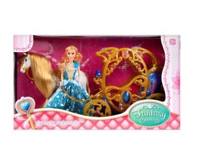 Princeznovský koč s bábikou a koňom VYPR