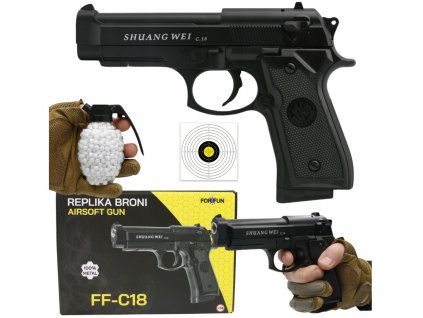 Kovová pištoľ BERETTA C18+GRANÁT 800 ks