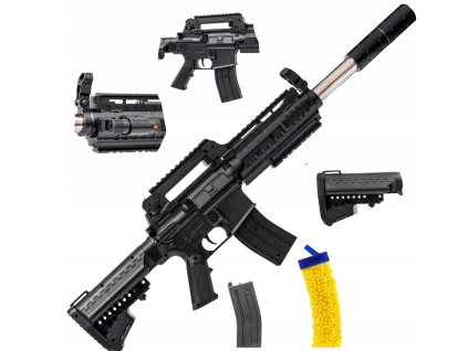 Pištoľ Loreho s laserom M4 guľometník + GRANÁT 800 BB guličiek