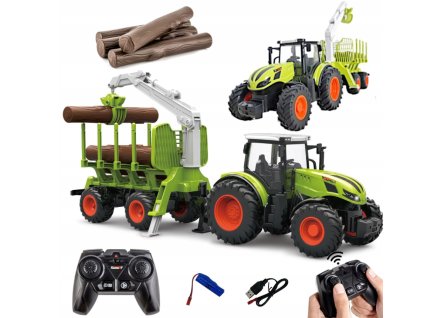 Veľký traktor na diaľkové ovládanie s prívesom
