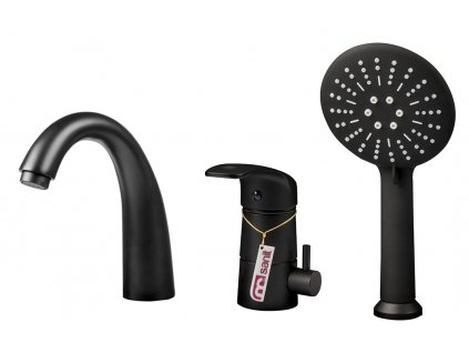 Kúpeľňová trojotvorová vaňová batéria SOL čierna_5