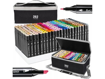 Obojstranné fixy + stojan + taška set 262 ks