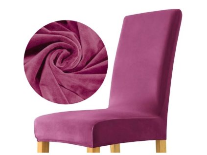 Velúrový poťah na stoličku - zamat tmavý ružový sada 6 ks VYPR