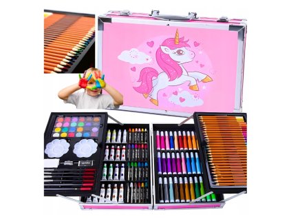 Veľká umelecká sada na maľovanie v ružovom kufríku