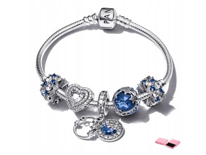 Strieborný dámsky náramok 925 s 5 modrými príveskami