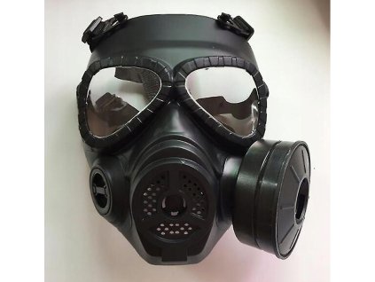 Taktická čierna plynová maska ​​vo vojenskom štýle