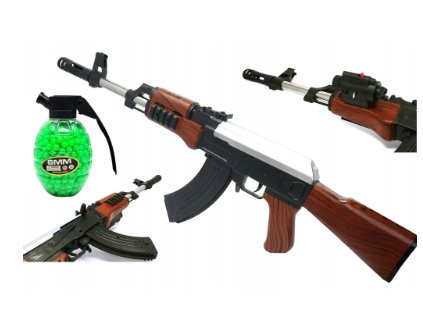 Replika pušky KALASZNIKOW AK-47 + Granát 800 ks guličiek VYPR