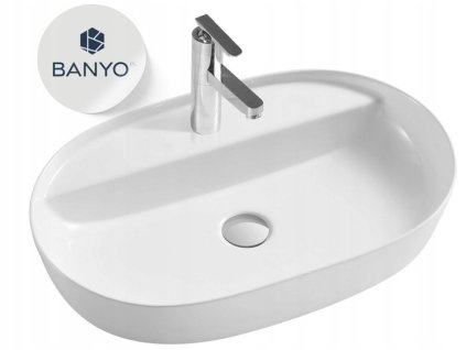 UMYWALKA NABLATOWA 60CM OWALNA POLYSK STAWIANA NA BLAT CERAMICZNA Z OTWOREM