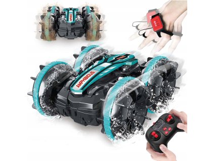 SAMOCHOD ZDALNIE STEROWANY RC GESTAMI AMFIBIA 4x4 360 PLYWAJACY 2 PILOTY