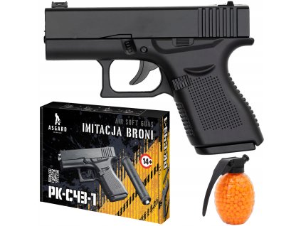 Pistolet na kulki 6mm imitacja broni ASGard zestaw pudelko na prezent