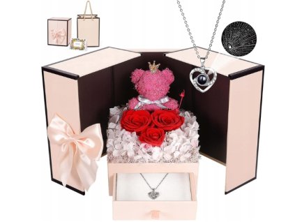 Večná ruža s LED náhrdelníkom