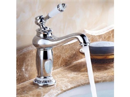 Strieborná umývadlová batéria chrómovaná retro INDES