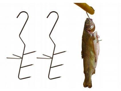 Udiareň - Háčiky H-322 trojháčik na údenie rýb 20cm 10 ks_1