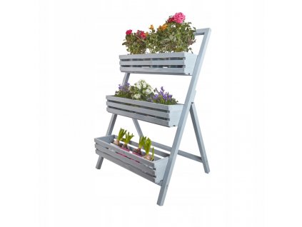 Stojan na kvety - Kvetinový drevený stojan na kvety rebrík byliniek_4