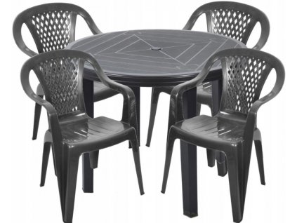 Záhradný nábytok - Sada plastov 4 + 1 stoličky záhradný stôl grafit_1