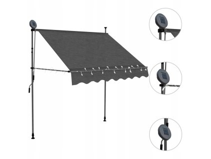 Markíza, kryt, zástena - Ručne valcovaná markíza s LED, 200 cm, antracit_1