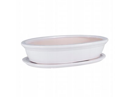 Kvetináč na terasu - Keramický hrniec bonsai biely 25 cm_1