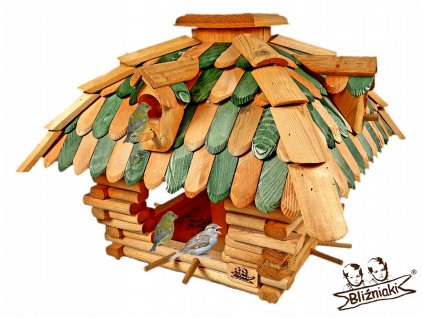 Vtáčia búdka, krmitko, domček - Kŕmidlo pre vtáky Veľký drevený prístrešok na dom XL_8