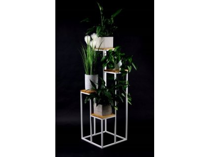 Stojan na kvety - Kvetinový stojaci podkrovie priemyselné stojan biele_1