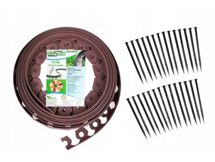 Obrubník palisáda -  Silné lemovanie pre trávnatú palisádu Hnedé 20m + kotvy_0