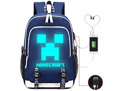 MINECRAFT  - Žiariace v noci. Minecraft batoh s USB_0