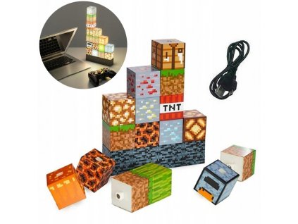 Nočná lampa do detskej izby - Minecraft 16 DIY Blocks nočná lampa pre deti_0