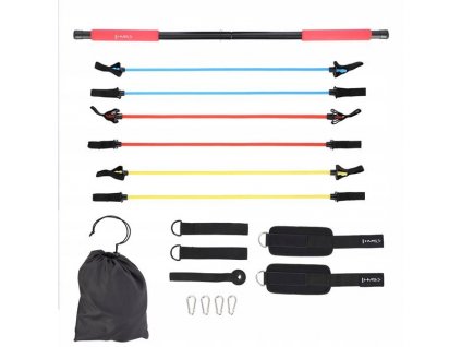 Posilňovacia guma, expandér - Tyč s cvičebnými gummi pilates dc31 hms nastaviť_0