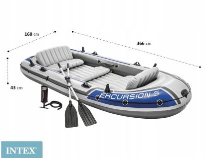 Veľký nafukovací Čln Excursion 5 Intex ČERPADLA VESLÁ 68325_1