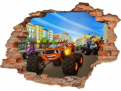 NÁLEPKA NA STENU, BLAZE A STROJE 3D OTVOR_2