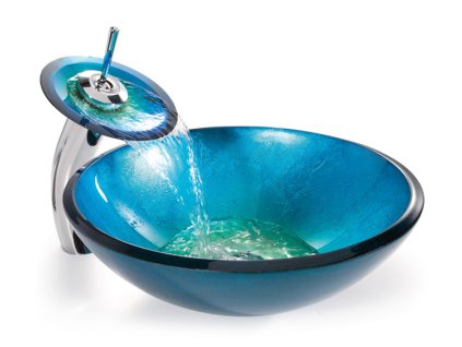 SKLENENÉ UMÝVADLO + MIXÉR BLUE LAGOON HC6017_0